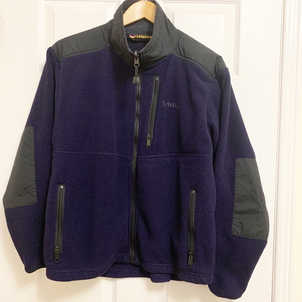 Vintage Fleece Elbow Patch Jacket Purple Size Large